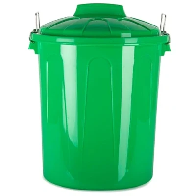 Imagen de AC Cubo de basura con asa metálica 31L para exterior e interior almacenaje Fabricado en plástico Resistente. Ideal el hogar, trabajo, hostelería, etc. Color Verde