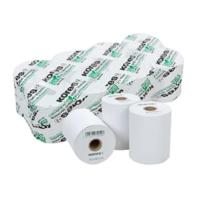 Imagen de Kores 56677100. Paquete de 8 Rollos Térmicos Libres Bisfenol A 80x80x12mm y 78 Metros para Máquinas Registradoras, TPV, Cajeros, Calculadoras