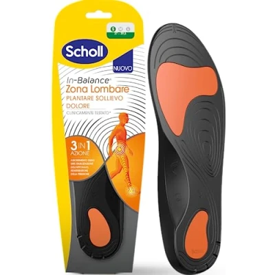 Imagen de Scholl In Balance Plantilla para alivio del dolor lumbar, zona con gel amortiguador de doble capa soporte flexible la talla S (37 39,5), 1 par