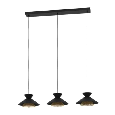 Imagen de EGLO Lámpara colgante Grizedale 3 luces negro/latón