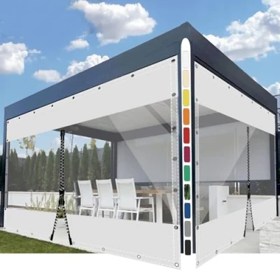 Imagen de SDLLG Cortinas de Exterior con Ojales PVC Transparente, Lona jardín, Gruesa 0,5 mm, para terrazas, balcón, Exterior, Garaje, 2 x 5,6 m (Alto Largo) Blanco, 1