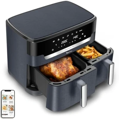 Imagen de Moulinex XXL Dual Easy Fry 11L: Freidora de Aire Doble Cesta +8 Personas, Dos cestas (6,5 L + 4,5 L),7 Programas Automáticos, EZ942BF0