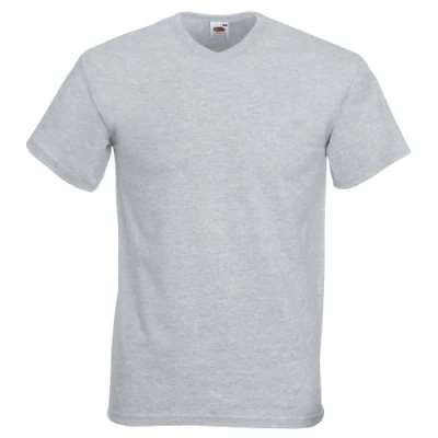 Imagen de Fruit of the Loom Camiseta Básica de Pico Manga Corta Hombre (Grande (L)) (Gris)