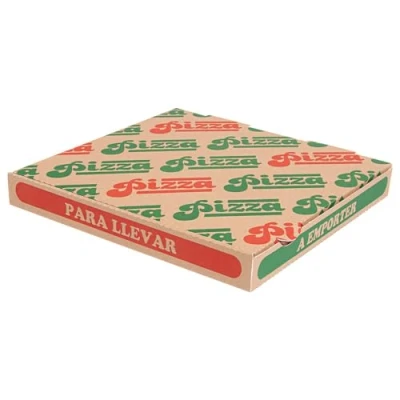 Imagen de García De Pou 100 Unidades Cajas Pizza &#039;Thepack&#039; 330 G/M2 24X24X3 Cm Natural Cartón Ondulado Microcanal