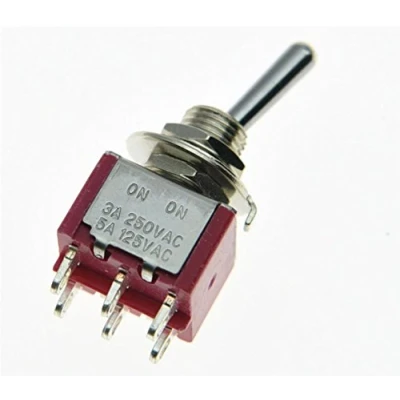 Imagen de salecom 5pcs DPDT 6 Pin 2 Vías en Guitarra Mini Interruptor Interruptores de coche/barco