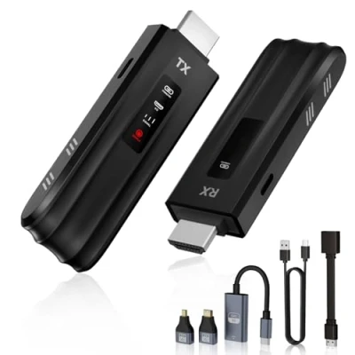 Imagen de Moman hdmi inalámbrico, Wireless 4k 1080p transmisor inalambrico 5GHz con Pantalla led para cámara portátil, computadora, a Monitor, proyector, TV, PC HDTV