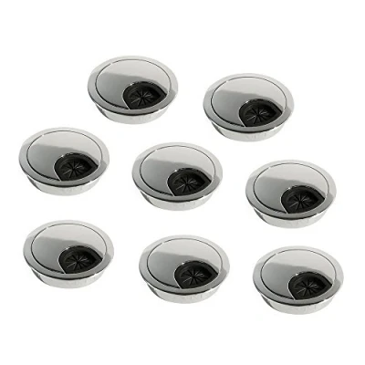 Imagen de Emuca pasacables de mesa circular Ø60mm zamac cromado, tapa encastrable en oficina/escritorio, lote 8