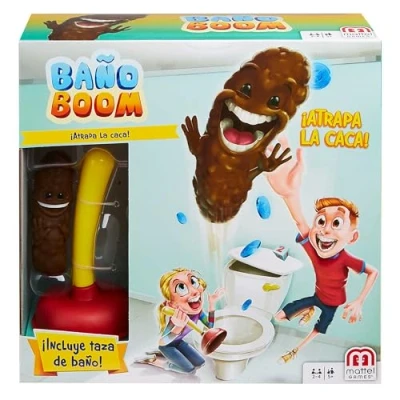 Imagen de Mattel Games Baño Boom, ¡Atrapa la Caca!, juego de mesa infantil (Mattel FWW30)