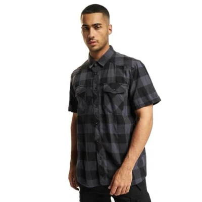 Imagen de Brandit Checkshirthalfsleeve Camisa, Hombre, Talla: 4XL, Blackgrey