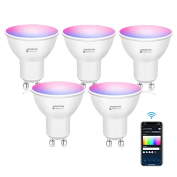 Imagen de Aigostar Bombilla Alexa LED GU10 SL2 Bombillas Inteligente 4.9W Wifi RGB &amp; 2700K 6500K Regulable， Controladas por APP， Conexión rápida Compatible Con Google Home/Alexa， 5 PCS