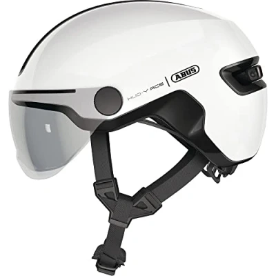 Imagen de ABUS casco urbano HUD y ACE elegante de bicicleta con visera luz LED trasera magnética recargable para hombre mujer negro, talla L