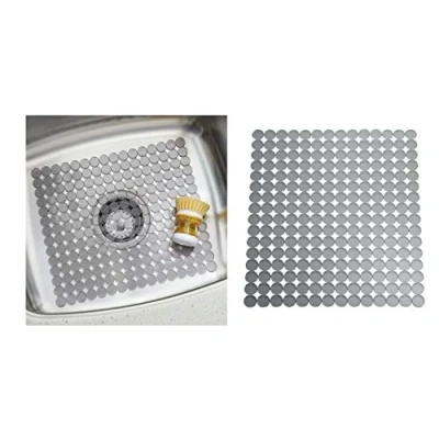Imagen de iDesign Orbz Salvaplatos para fregaderos de cocina, alfombrilla escurreplatos recortable en plástico, gris grafito