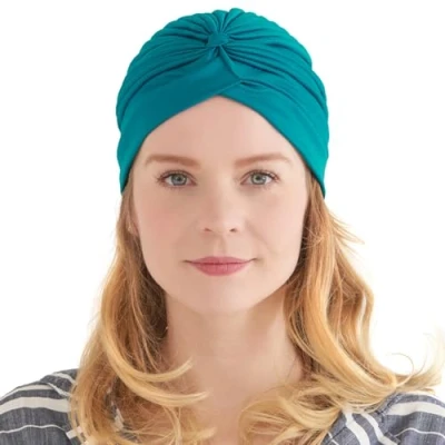 Imagen de Casualbox Twist Turbante de Moda Plisado Cabeza Gorra Adivino Sombrero Retro Vintage Azul Verde