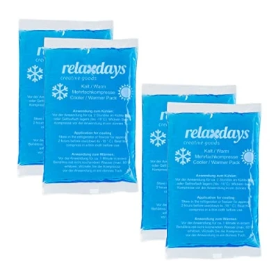 Imagen de Relaxdays Bolsas Gel, Set de 4, Compresas Frío Calor, 9 x 15 cm, Primeros Auxilios, Bolsitas Reutilizables, Azul