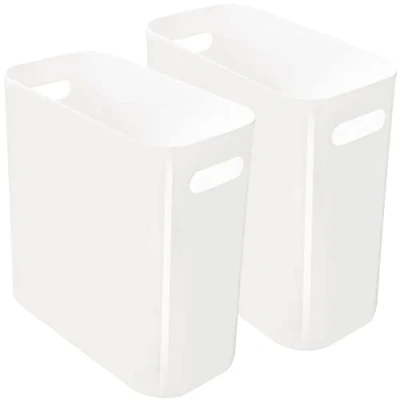 Imagen de Youngever Paquete de 2 cubos basura delgados 10 litros, contenedores plástico reutilizables, con asas para oficina en casa, sala estar, estudio, cocina, baño (blanco)