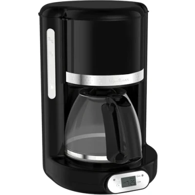 Imagen de Moulinex Soleil Cafetera filtro, capacidad de 1,25 L, hasta 15 tazas, control nivel del agua, temporizador programable, función mantener caliente, jarra cristal, color negro, FG380B