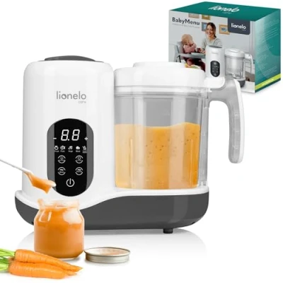 Imagen de LIONELO BABYMENU Procesador de Alimentos para Bebés Multifuncional 300 4 Programas Cocer al Vapor, Batir Calentar Descongelar, Recetas Online