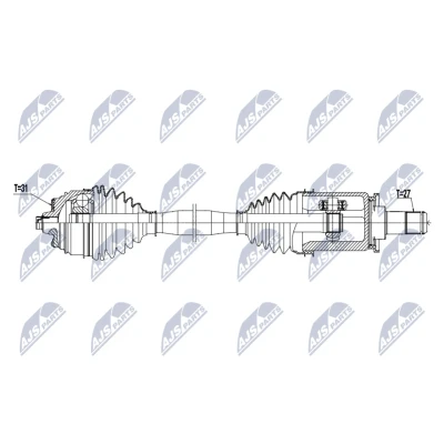 Imagen de NTY NPW BM 251 Árbol de Transmisión Eje delantero, izquierda 604mm automática