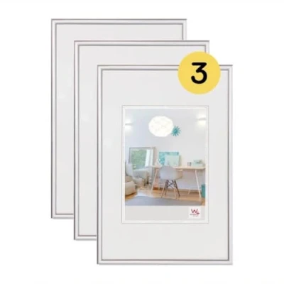 Imagen de walther design KV045S3 Nuevo marco de fotos plástico Lifestyle, 30x45 cm, plata, paquete 3