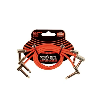 Imagen de Ernie Ball Cable de conexión plano para pedales, 3 unidades, 0,30 m, color rojo
