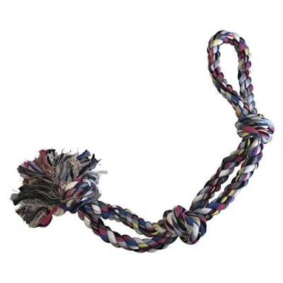 Imagen de Juguete Cuerda para Perros Gloria 56 cm 2 Cuerdas con 4 Nudos Materiales Resistentes Mantiene Las Encías Saludables Color Variado