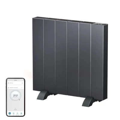 Imagen de EMKE Calefacción eléctrica, convector eléctrico montado en pared o dispositivo de pie, radiador APP función WiFi pantalla LCD temporizador programable antracita 1000 W