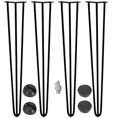 Imagen de Pies para muebles, juego de 4 unidades, mesa y armario intercambiables, patas horquilla, con protector suelo tornillos, disponible en altura 10 cm a 71