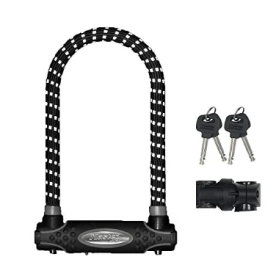 Imagen de Master Lock 8195EURDPROREF Candado U, Llave, Soporte de Transporte, Antirrobo Certificado, Reflectante, Electrica, Bicicleta Montaña, Unisex, 210 MM