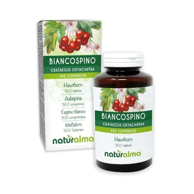 Imagen de Espino blanco (Crataegus oxyacantha) hojas y flores Naturalma 150 g 300 comprimidos Complemento alimenticio Natural Vegano