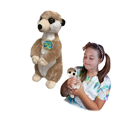 Imagen de EcoBuddiez Suricata de Deluxebase. Peluche Mediano 22 cm elaborado con Botellas plástico recicladas. Lindo ecológico Forma animalito para niños pequeños.