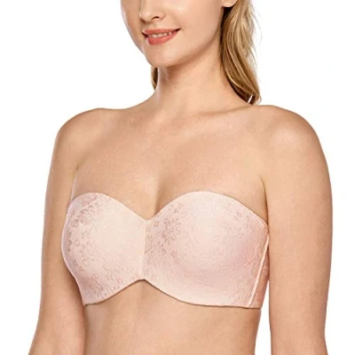 Imagen de DELIMIRA Sujetador Sin Tirantes con Aros Invisible para Mujer Rosa Albaricoque 95F