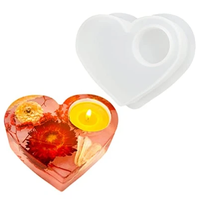 Imagen de molde de silicona para portavelas, corazón velas, corazón, portavelas silicona, resina epoxi, hormigón, yeso