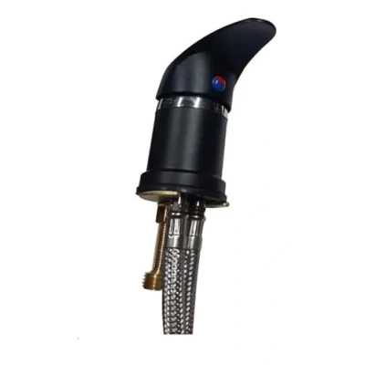 Imagen de grifo mezclador negro con 2 tubos de 80/31.5 pulgadas, para champú, rociador, peluquería, salón, lavabo, lavabo