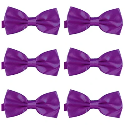 Imagen de DonDon Set de 6 Pajarita para hombre 12 x cm ajustable y lista usar Lila 2