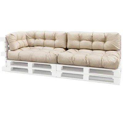 Imagen de Spatium Cojines para pales europalé palets Funda desenfundable, Impermeable Beige 5 Piezas Set
