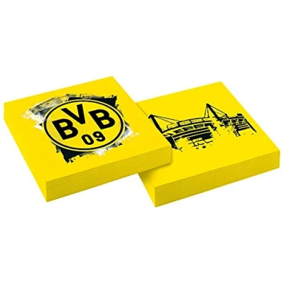 Imagen de amscan Servilletas del Borussia Dortmund, 20 Unidades, tamaño 33 x cm, Color Negro/Amarillo, (9908528)