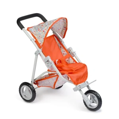Imagen de Jc Toys Silla de paseo plegable 3 ruedas, para muñecas hasta 45 cm, colección Nature, decoración floral, tiene cesta y capota, ideal jugar pasear, diseñado por Berenguer, +3 años