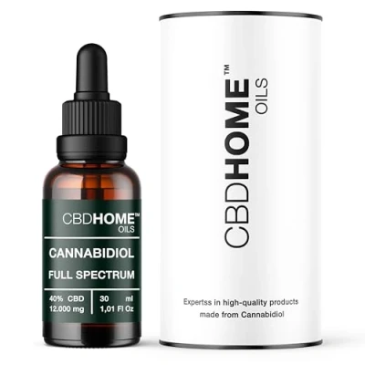 Imagen de CBD HOME Oil Aceite 40% Full Spectrum 30 ml FORTE 12000 mg Bases ecológicas de Coco y Cáñamo Enriquecido con Espectro completo Omega 3 6 9 Fabricado UE…