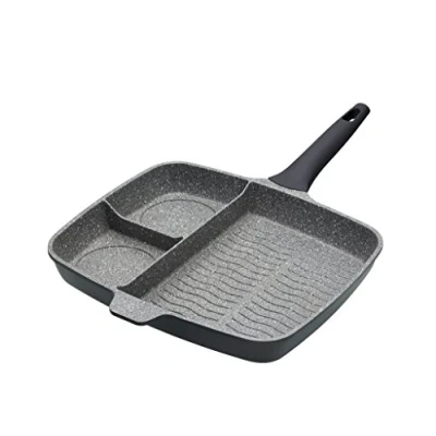Imagen de Tostadora MasterClass de 3 secciones, sartén aluminio fundido con superficie rígida, base acero inoxidable apta para todo tipo inducción y fuego, gris, 2 litros capacidad, 1 unidad