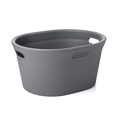 Imagen de Tatay Cesto de Ropa Baobab, 35 L Capacidad, Polipropileno, Libre BPA, 3 Asas, Color Gris (Antracita), Medidas 52 x 42.5 26.5 cm
