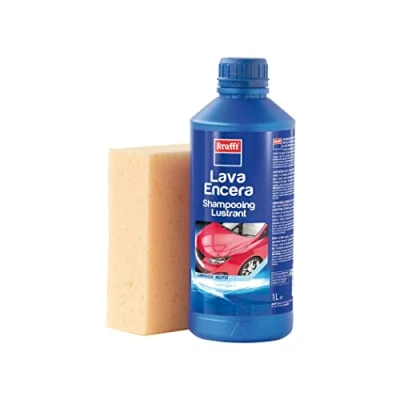 Imagen de Krafft Lava Encera Coche + Esponja, 2 en 1 Champú Cera Abrillantadora Carrocería L