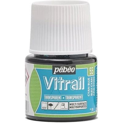 Imagen de Pebeo Pintura Vitrail, Azul Cian, 45 ml (Pack of 1),