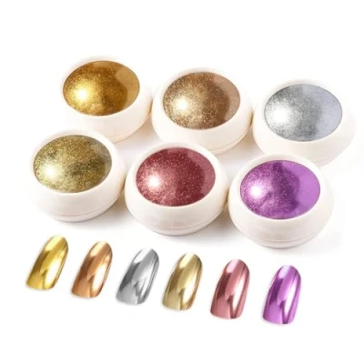 Imagen de BISHENGYF 6 Cajas De Polvo Uñas Cromado, Clásico Holográfico Nail Art Glitter Set, Brillante Efecto Espejo Para Decoración Diseño Uñas. (04)
