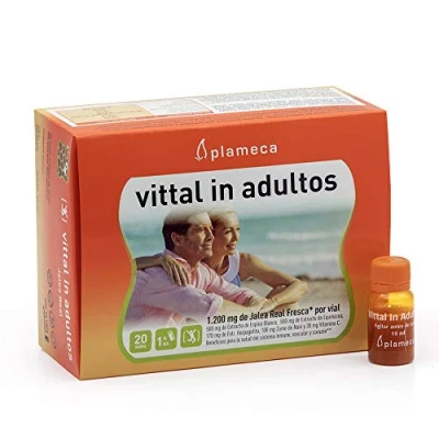 Imagen de PLAMECA Vittal In Adultos, con Jalea Real Fresca, Vitamina C y Espino Blanco, Aporte de Vitalidad Energía, Reduce Cansancio Fatiga, Ayuda al Sistema Inmunitario 20 Viales Bebibles 10 ml