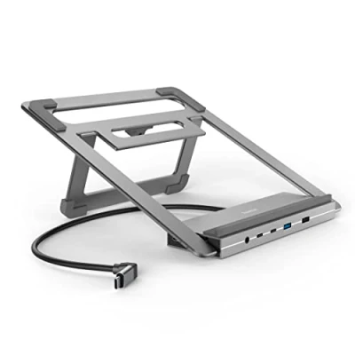 Imagen de Docking station Hama 00200139, 12 puertos en 1, Conector USB C, Resolución 4K, Puerto de Audio 3,5 mm, Gris