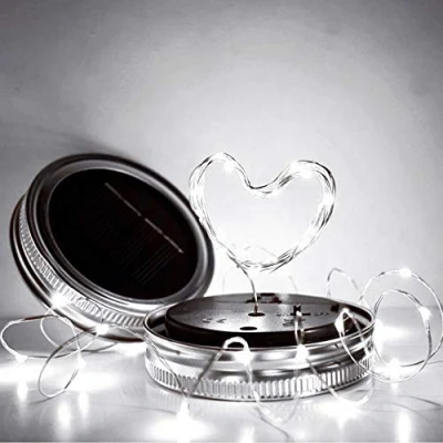 Imagen de Farol solar Mason Jar para exterior, farolillo creativo, tarro de cristal, tapa botellas, 10 20 luces (2 m sin botella)