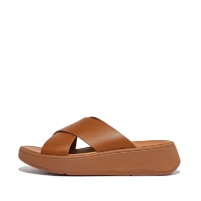Imagen de Fitflop F Mode Leather Flatform Cross Slides, Sandalias deslizantes Mujer, Beige, 56 EU