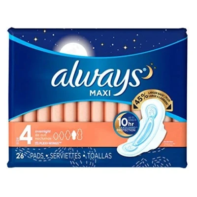 Imagen de Always Maxi Servilletas para mujer (26 unidades), diseño de alas sin perfume, talla 4