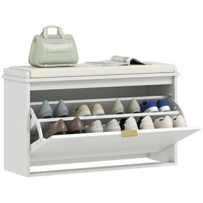 Imagen de Banco zapatero mdf homcom, hogar muebles de recibidor