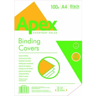 Imagen de Apex 65010 Pack de 100 portadas cartulina imitación cuero A4, color negro